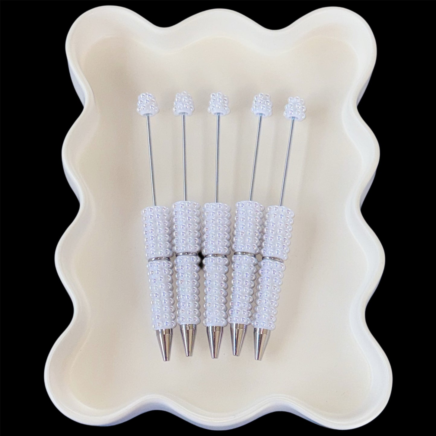 White Bubble Rhinestone Beadable Pens