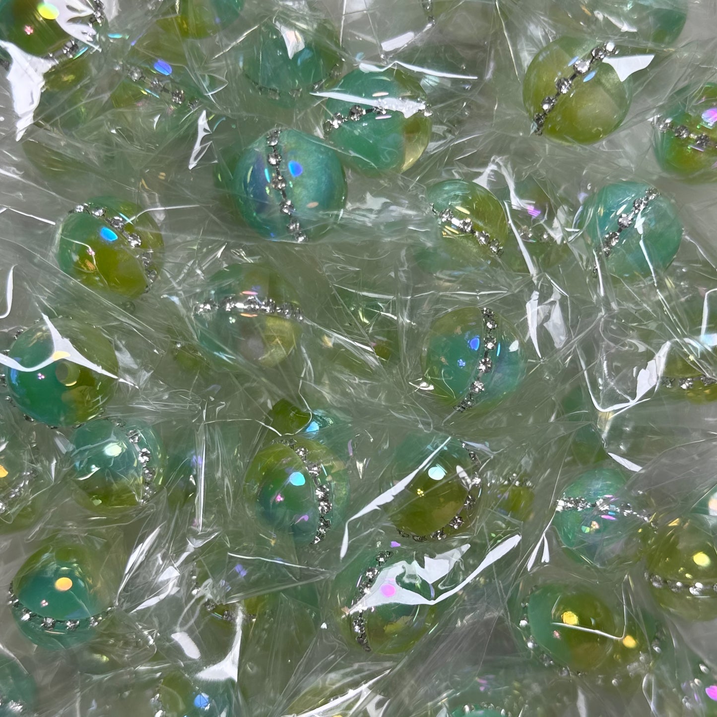 Green/Teal Rhinestone Bling 16mm Bead