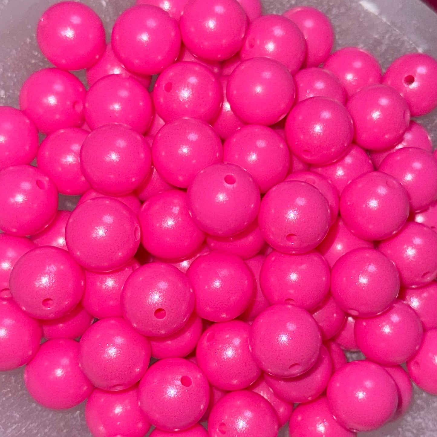 Pink Shimmer Silicone 15mm Bead