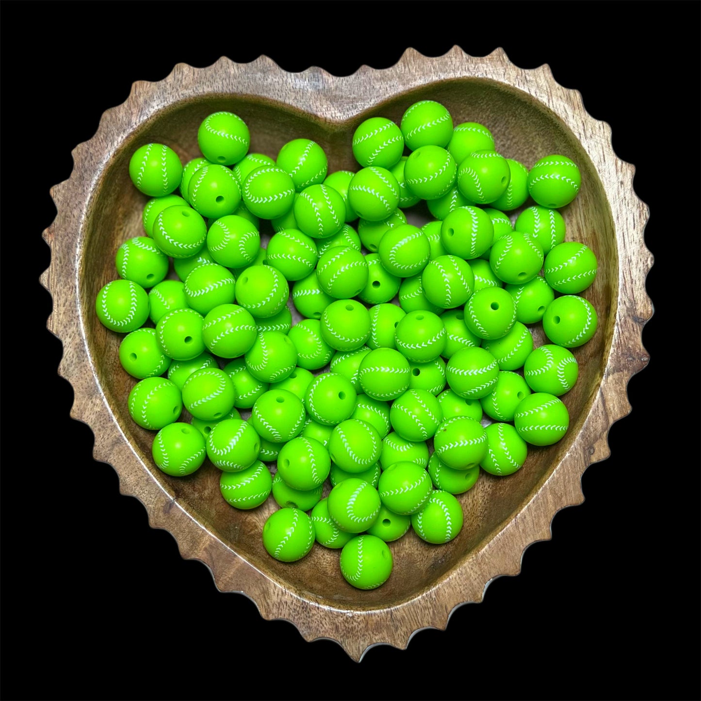 Tennis Ball Silicone 15mm Printed Bead