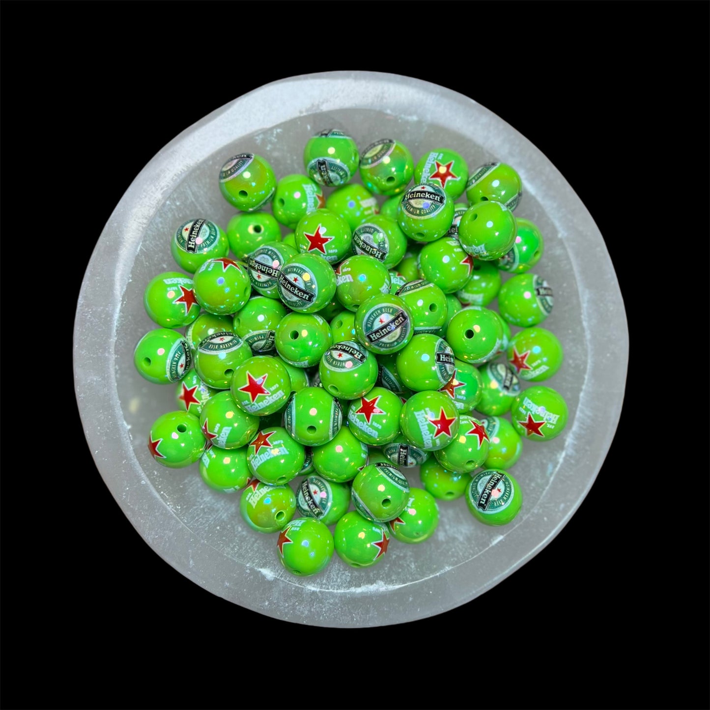 Beer "Heineken" Acrylic Printed Bead