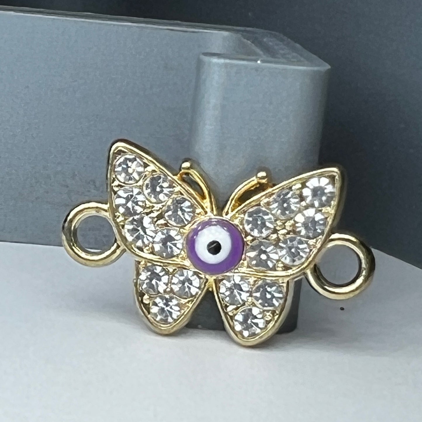 Gold Evil Eye Butterfly Rhinestone Charm