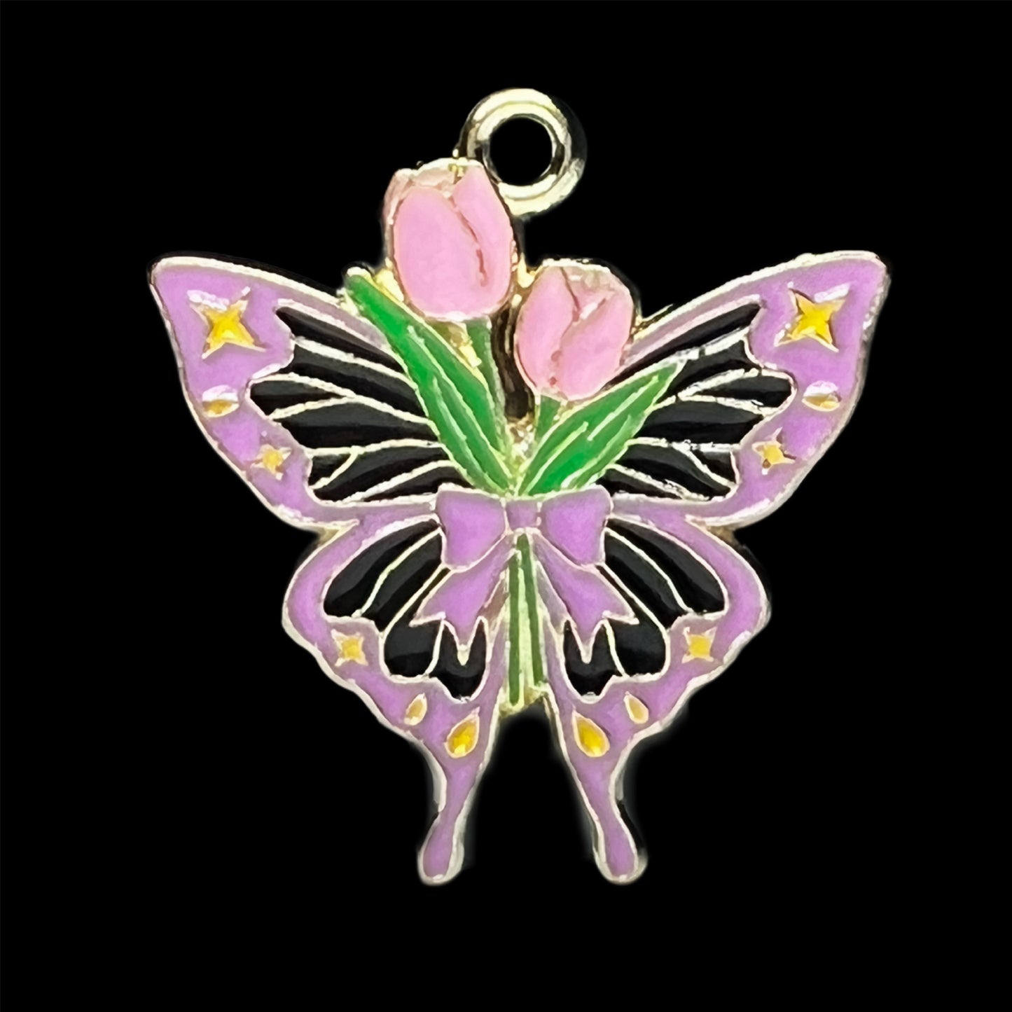 Gold Purple Flower Butterfly