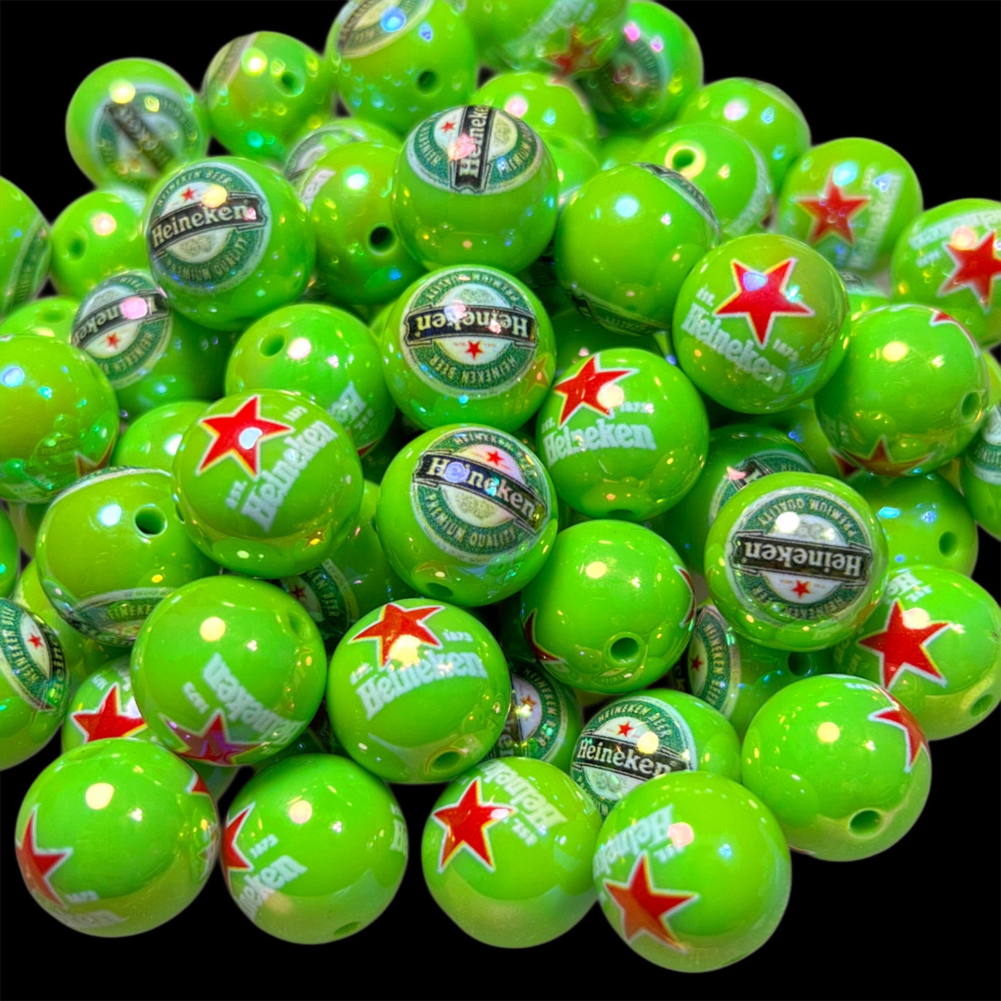 Beer "Heineken" Acrylic Printed Bead