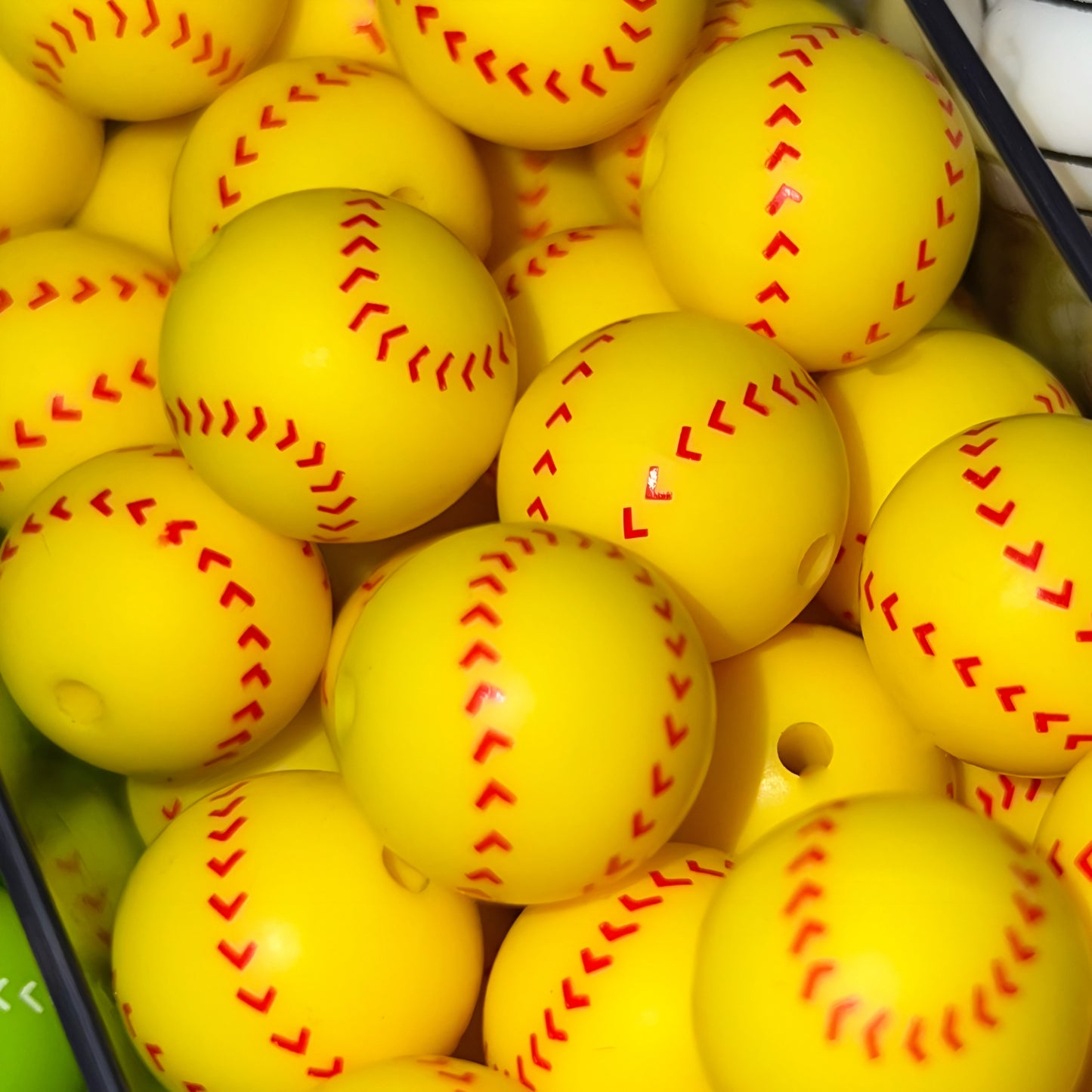 Softball Silicone 15mm Printed Bead