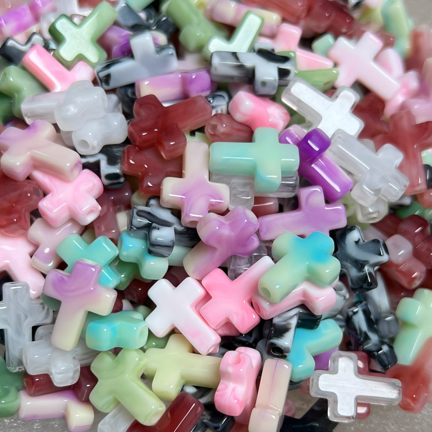 Marble Colored Cross Beads