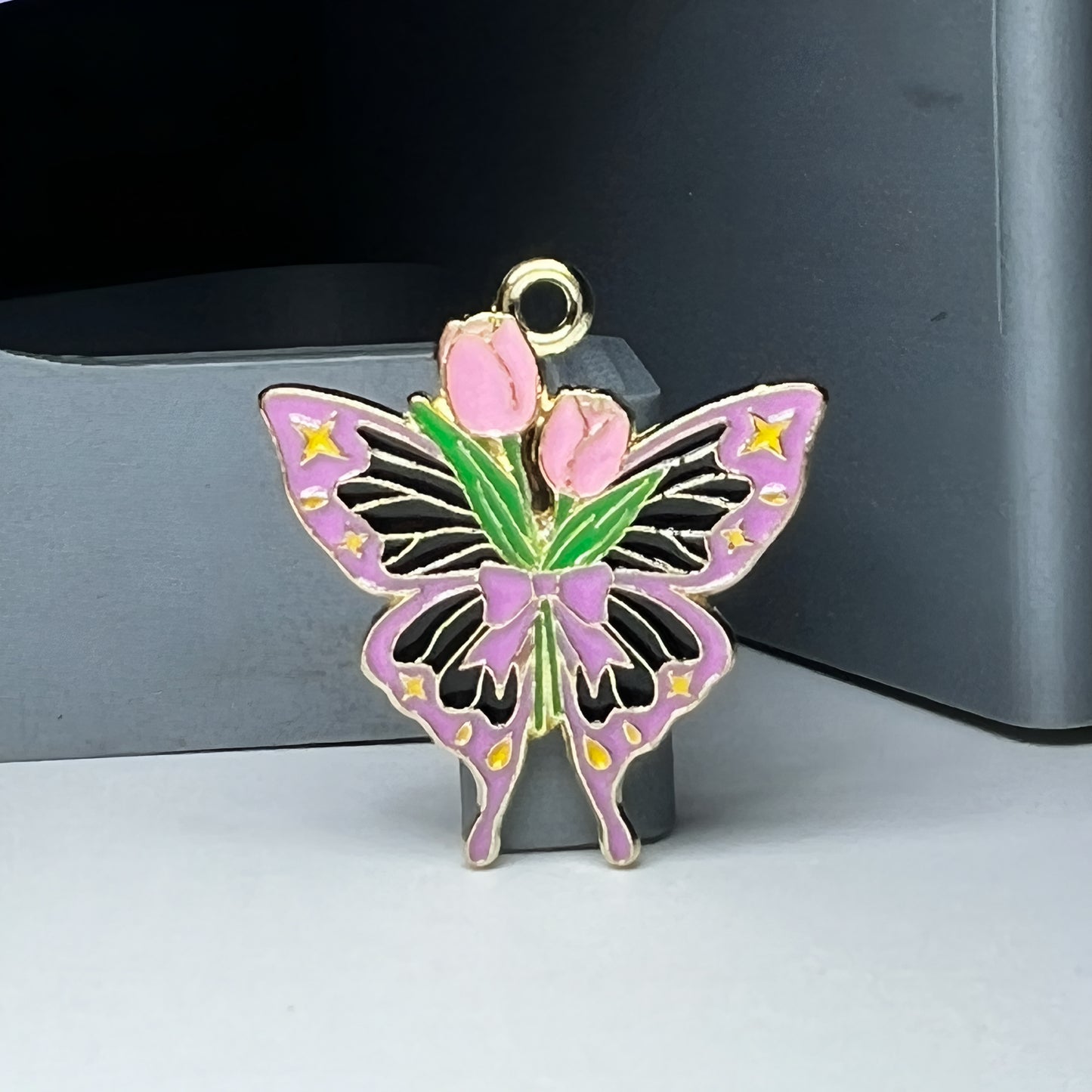 Gold Purple Flower Butterfly