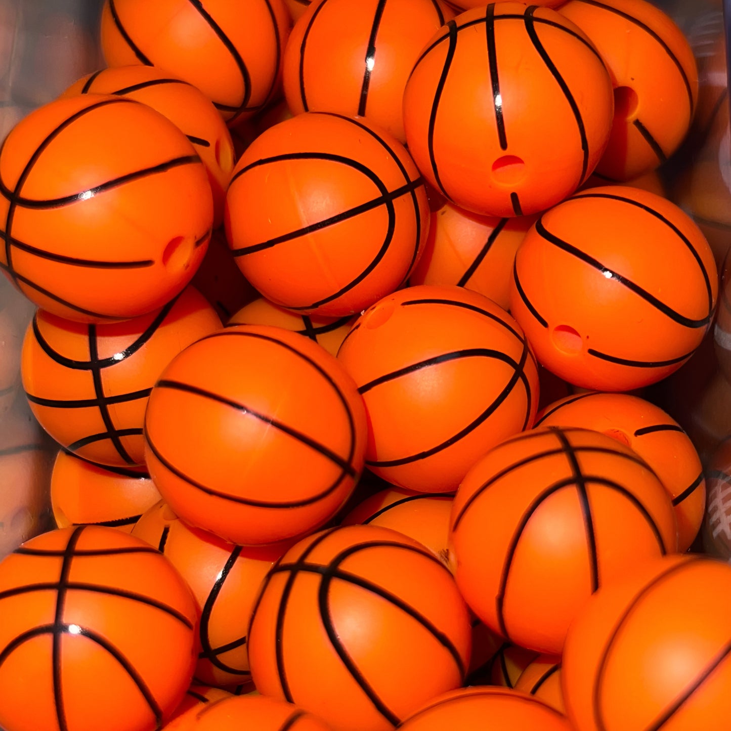Basketball Silicone 15mm Printed Bead