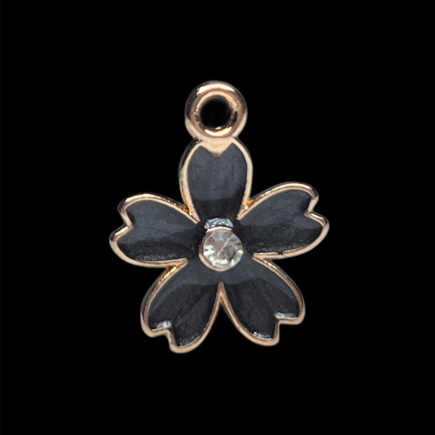 Gold Rhinestone Heart Petal Flower