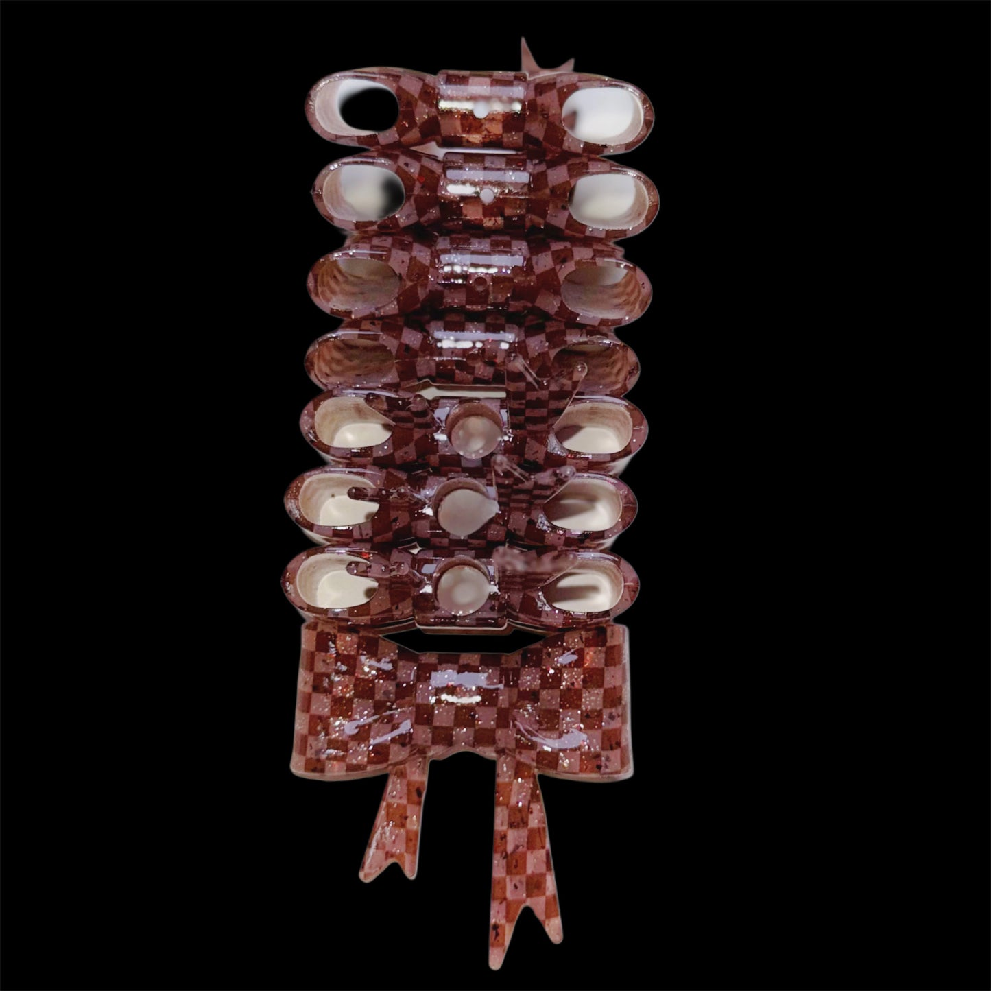 Brown Foil, Brown Checkered - 3D Bow Topper Bead {SGC Exclusive}