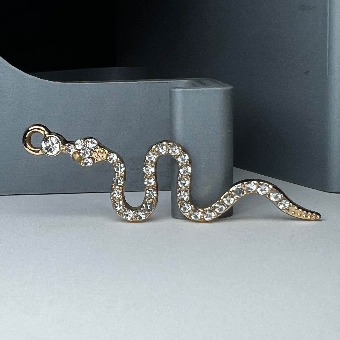 Gold Rhinestone Snake Charm