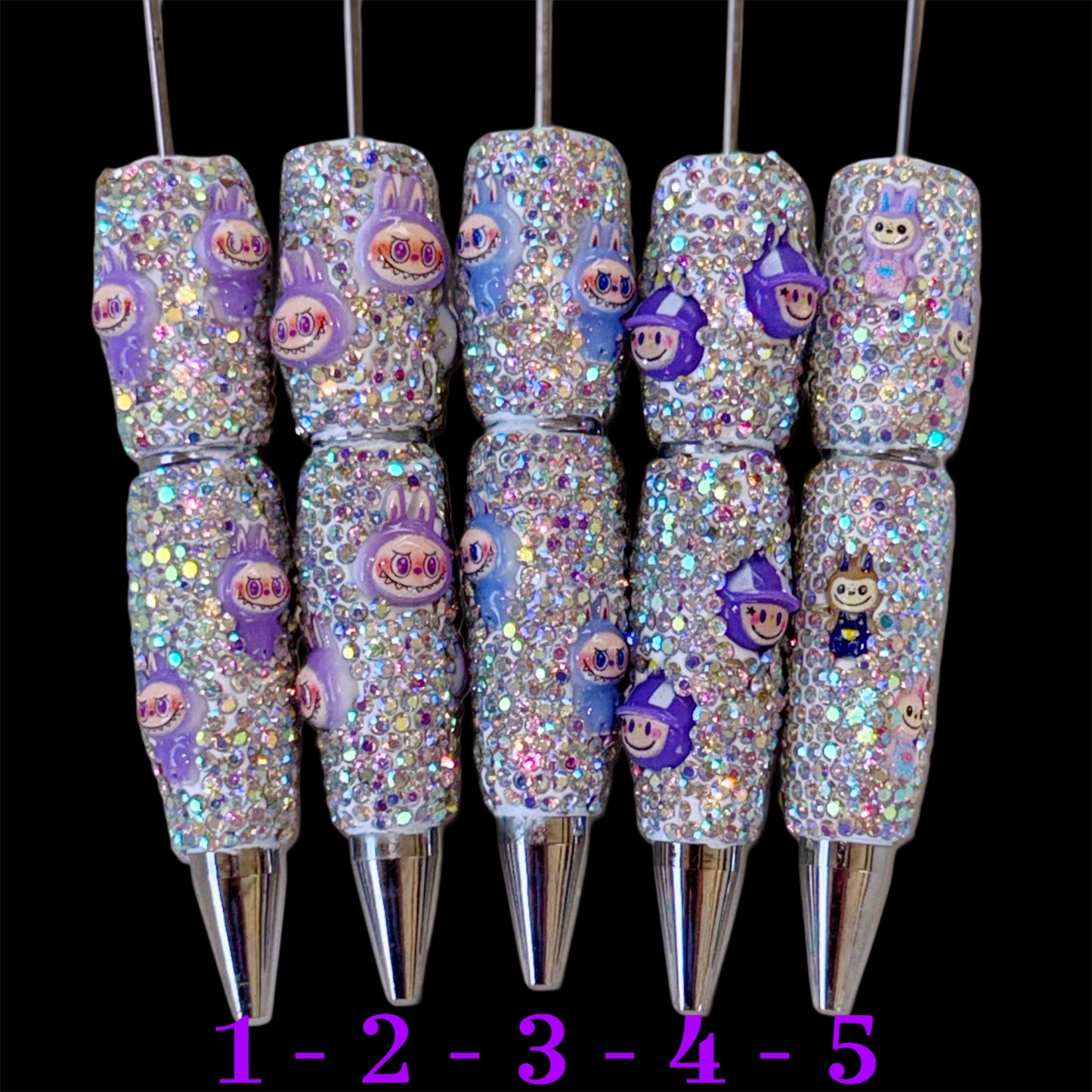 Labubu 1-5 Rhinestone Bead-able Pens NEW