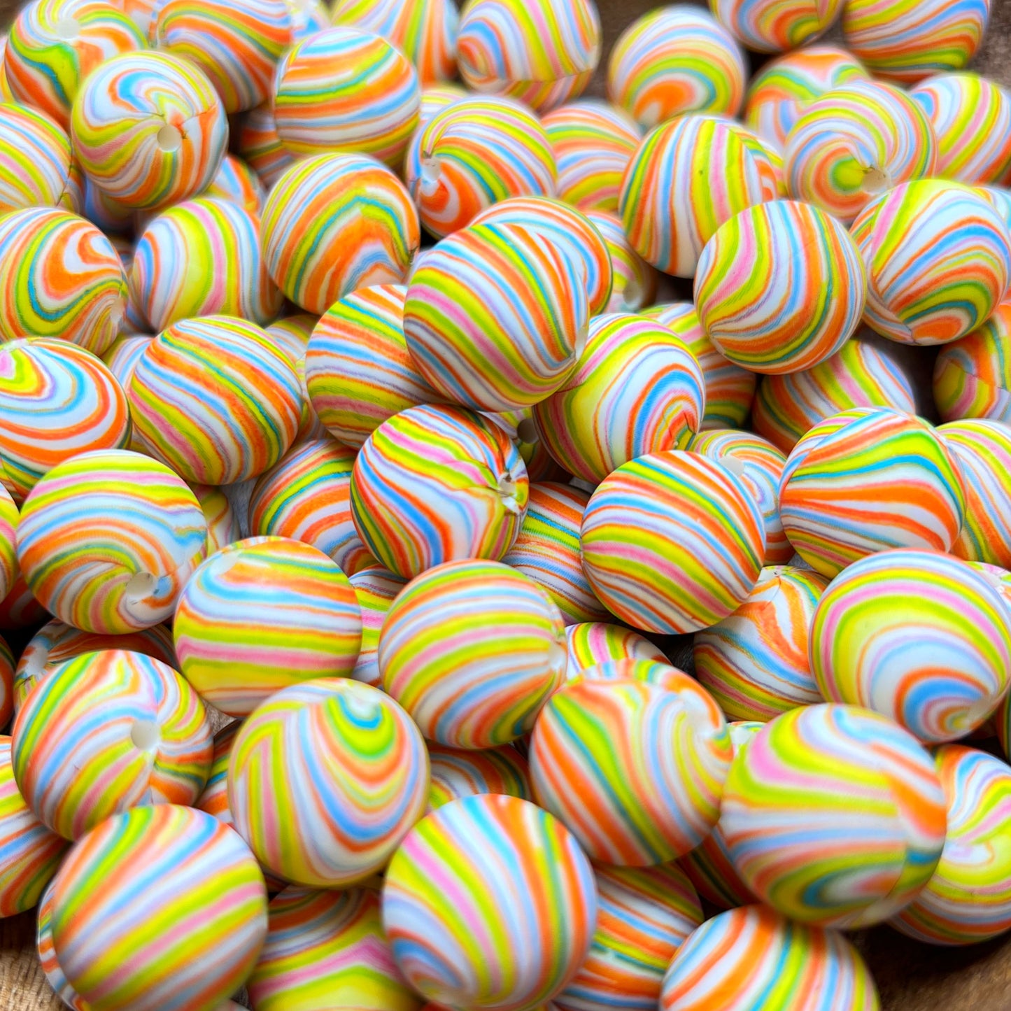 Muted Swirl Silicone 15mm Printed Bead