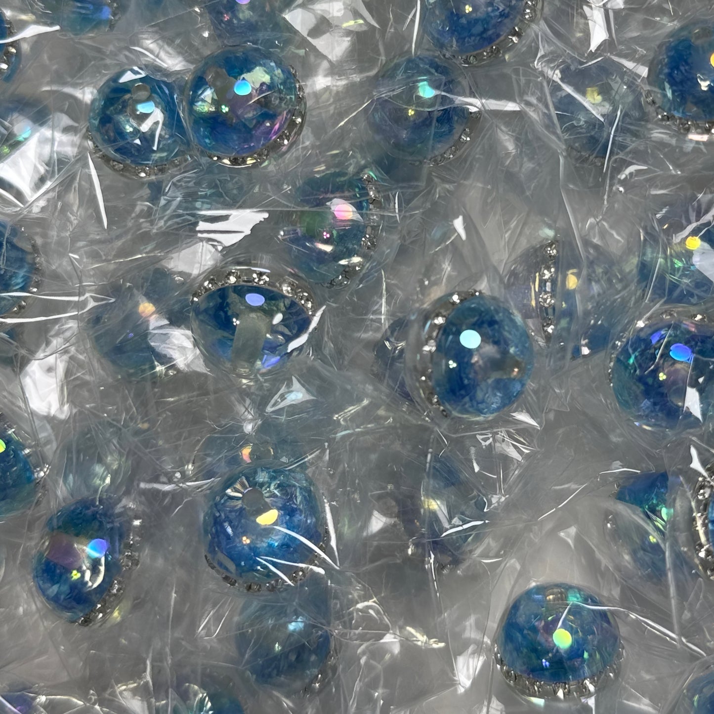 Blue Rhinestone Bling 16mm Bead