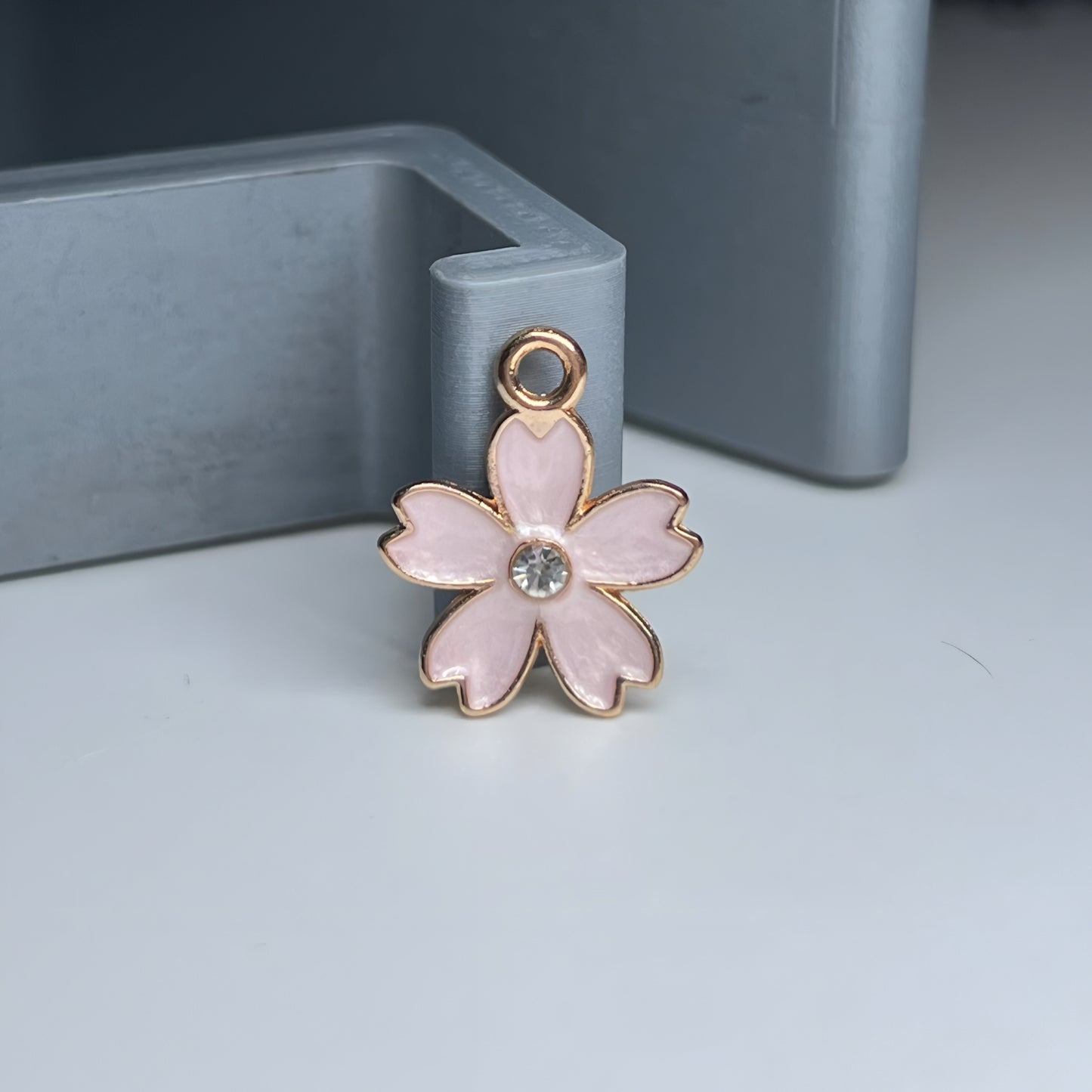 Gold Rhinestone Heart Petal Flower