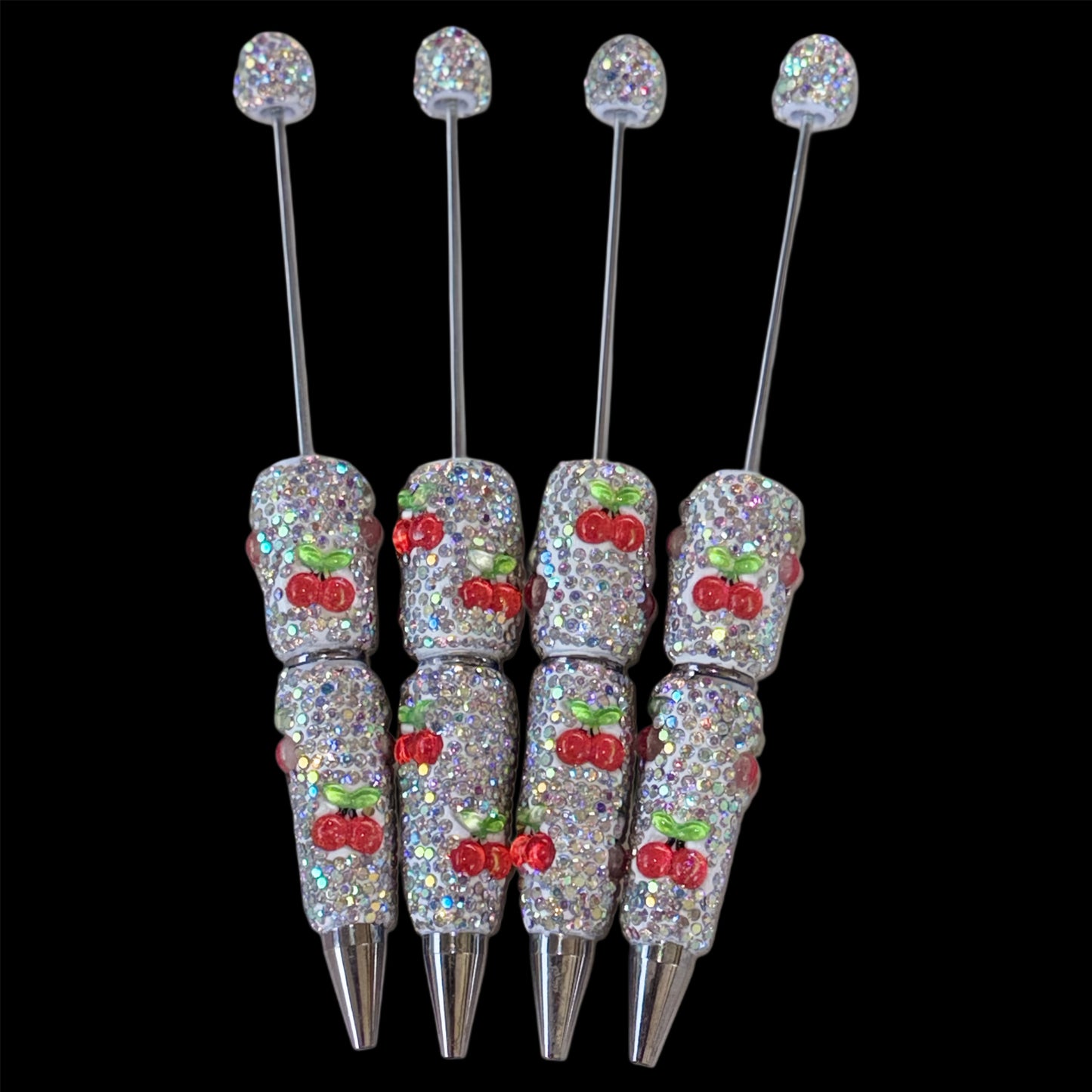 Cherry Rhinestone Bead-able Pens NEW