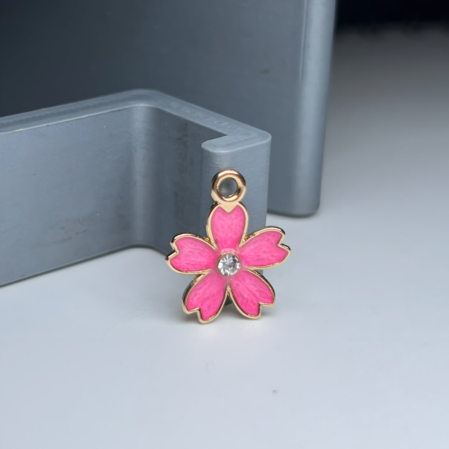 Gold Rhinestone Heart Petal Flower