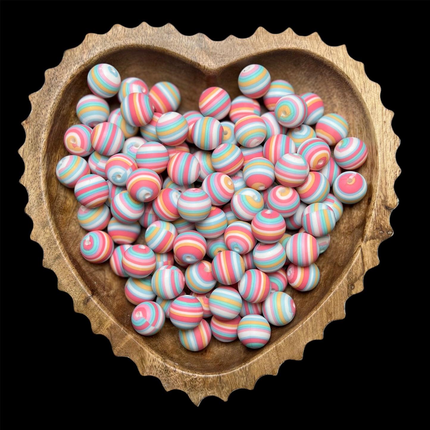 Pastel Striped Silicone 15mm Printed Bead