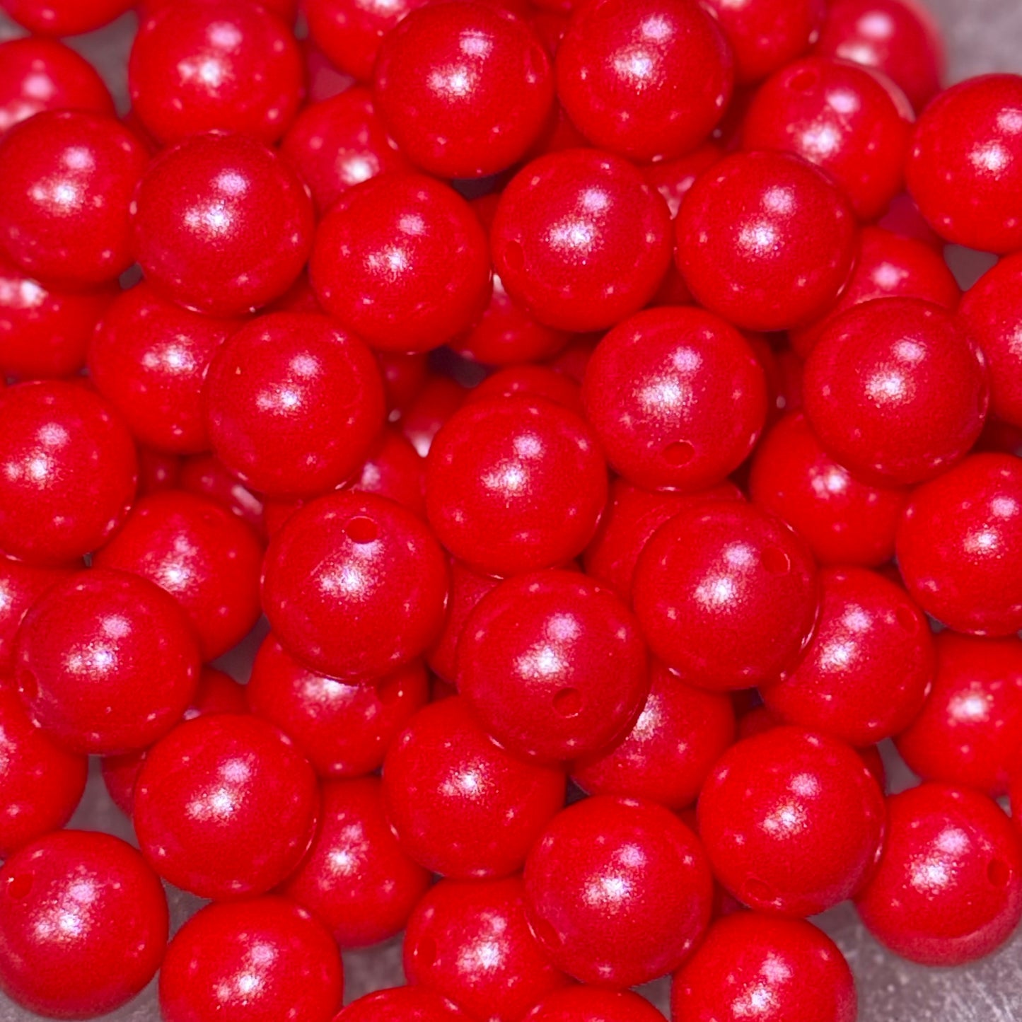 Red Shimmer Silicone 15mm Bead