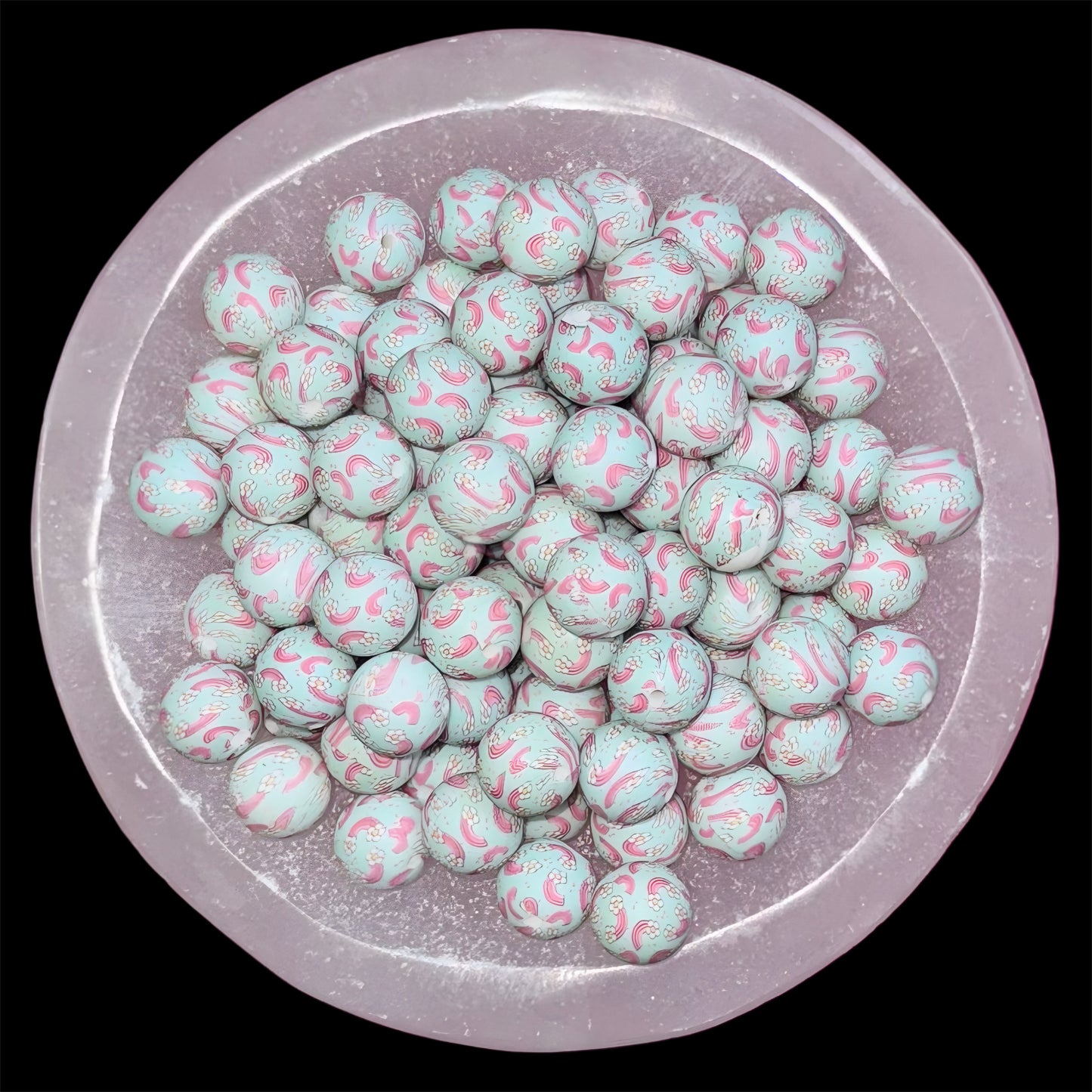Pastel Rainbow Silicone 15mm Printed Bead