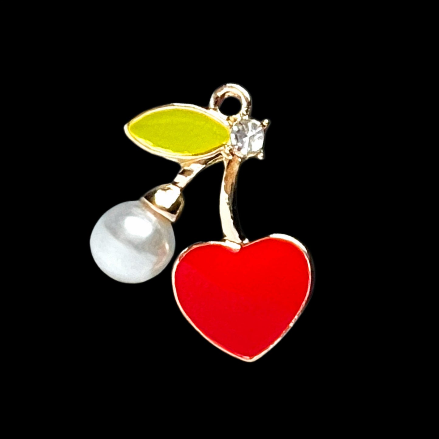 Gold Pearl Cherry Heart