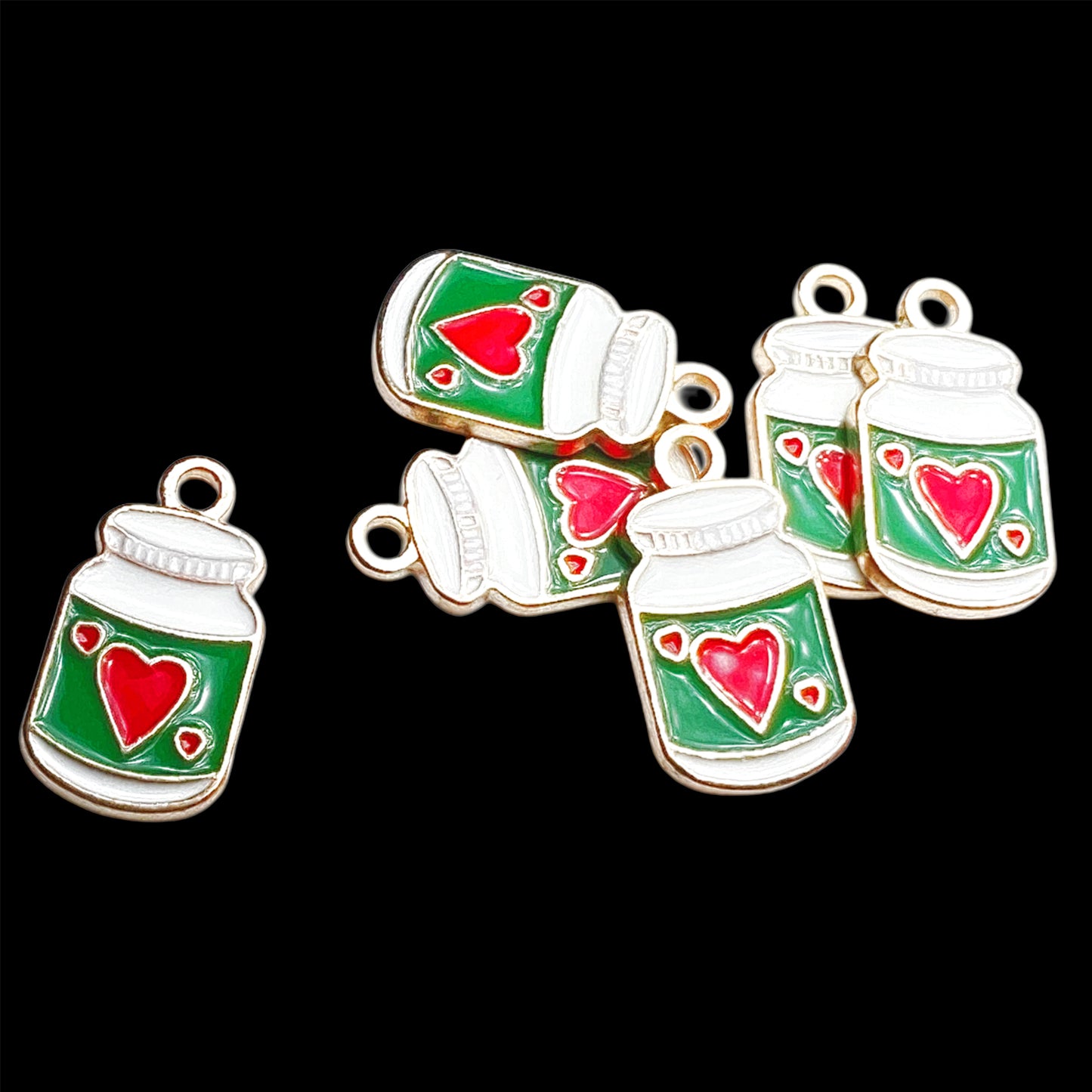 Gold Medicine Bottle Green with Red Heart