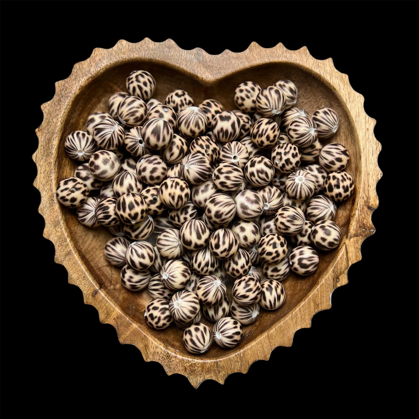 Cheetah Silicone 15mm Printed Bead