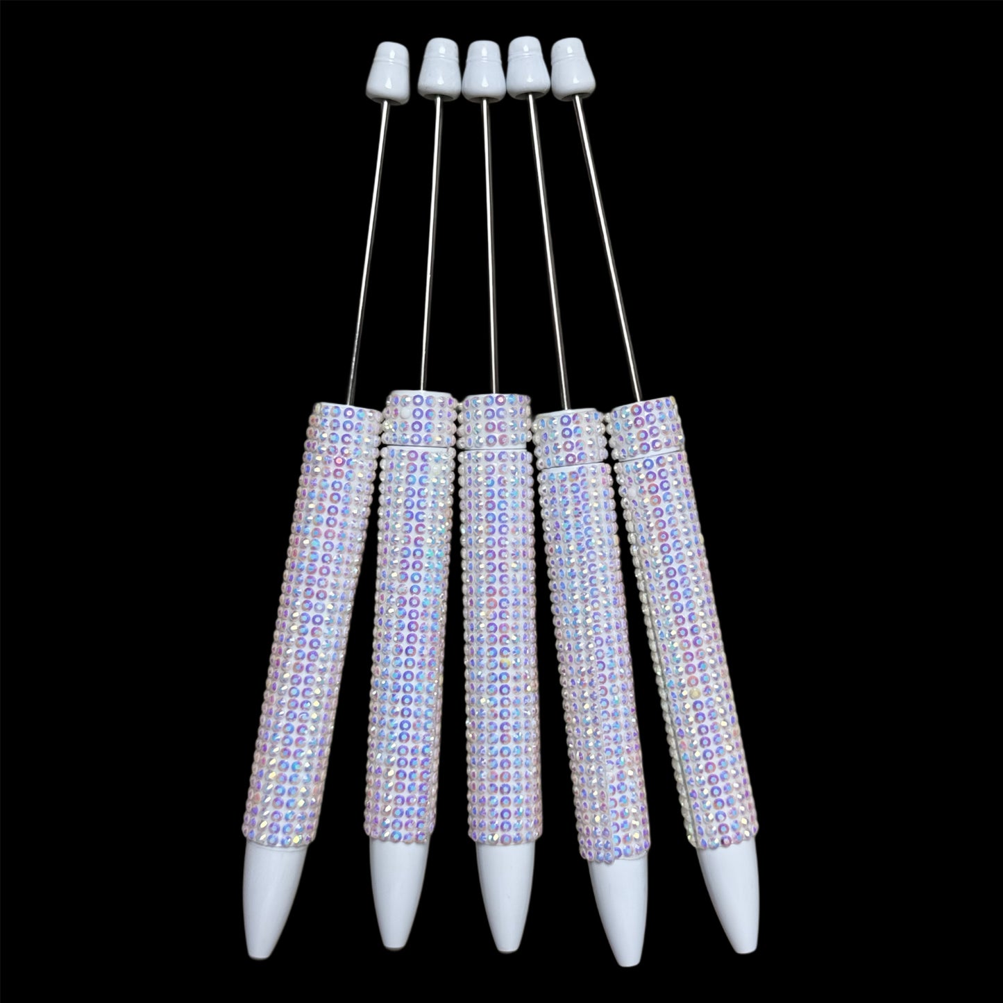 "White" New Rhinestone Bead-able Pens