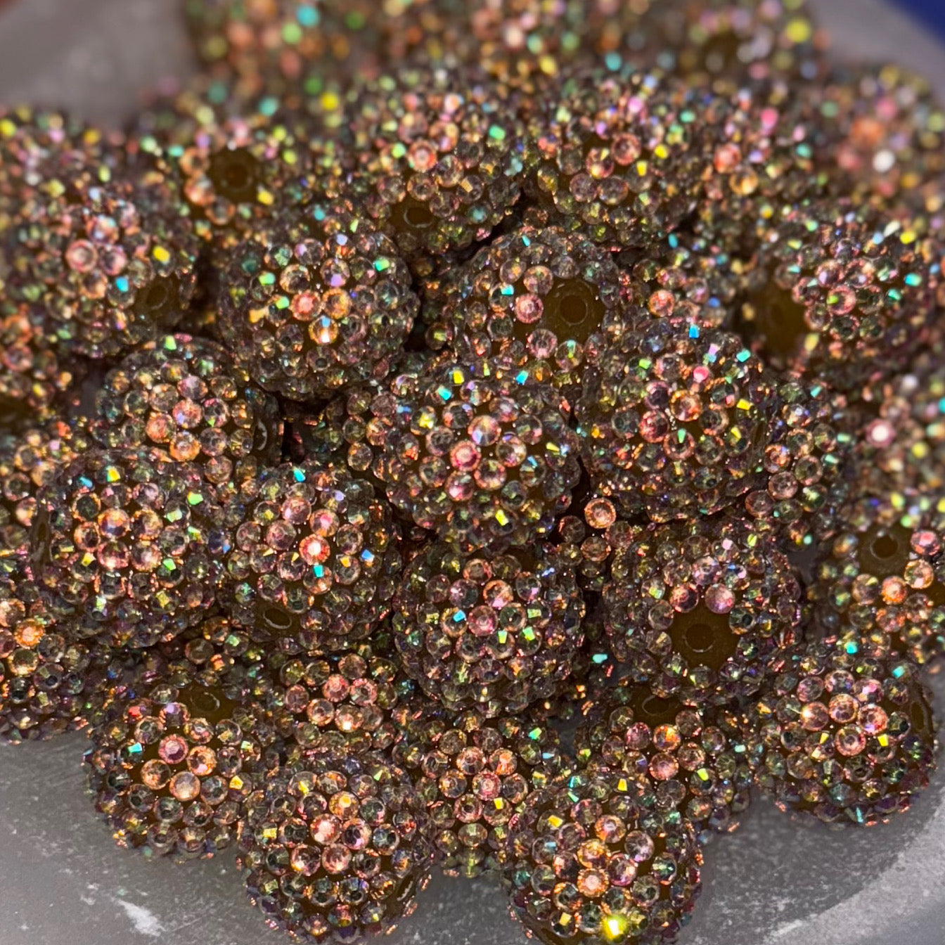 "AB Gold" Rhinestone Acrylic Bead (1 Count)