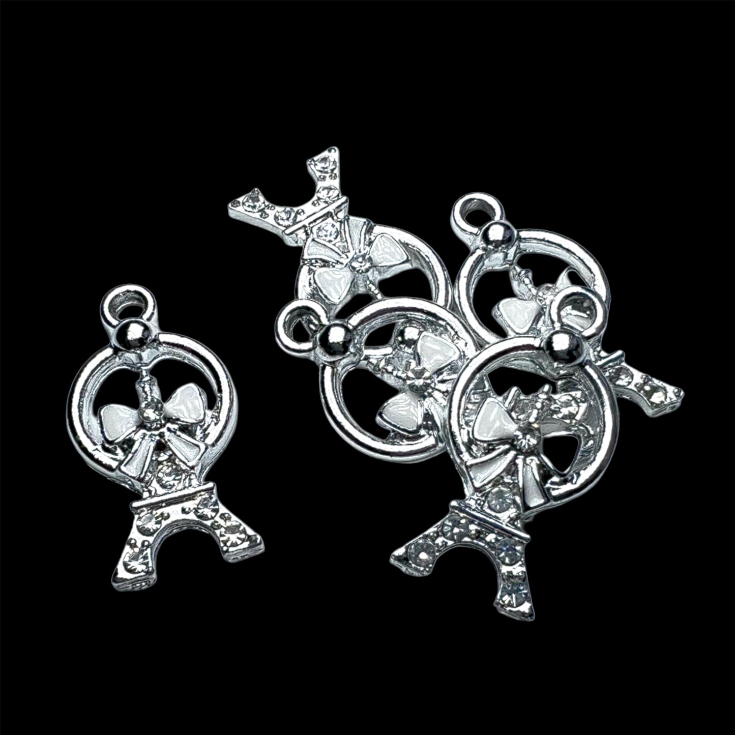 Silver Eiffel Tower Rhinestone Charm