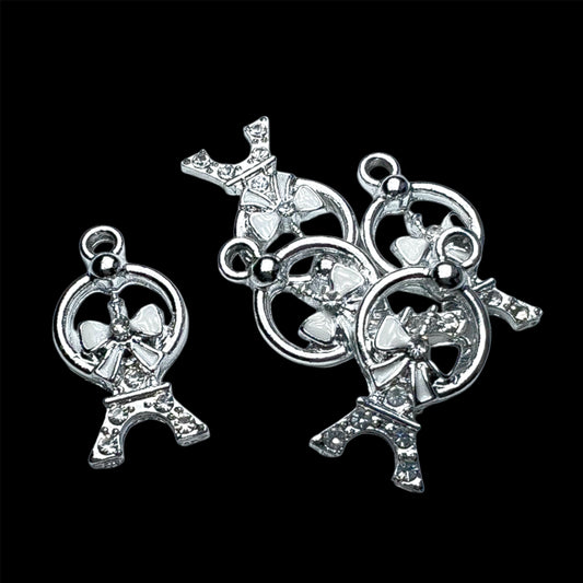 Silver Eiffel Tower Rhinestone Charm