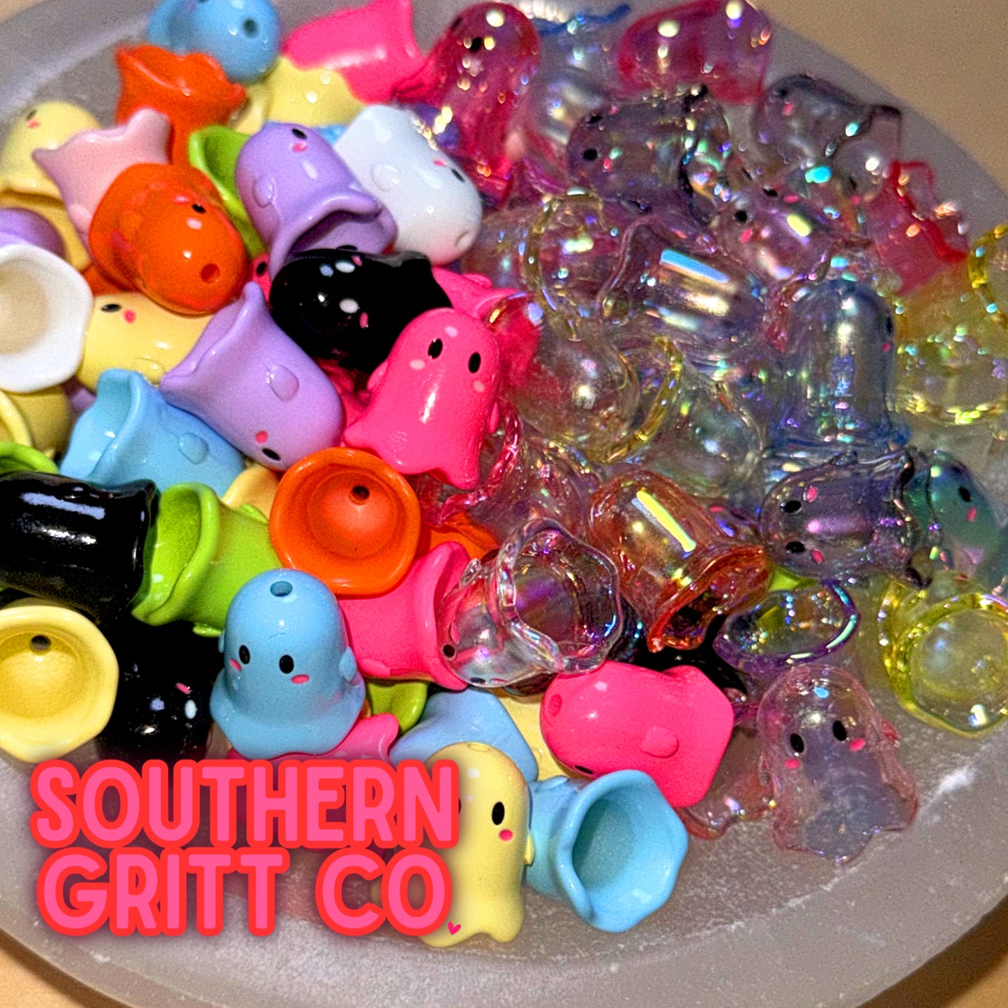 Neon and Clear Ghost Acrylic Mix Beads
