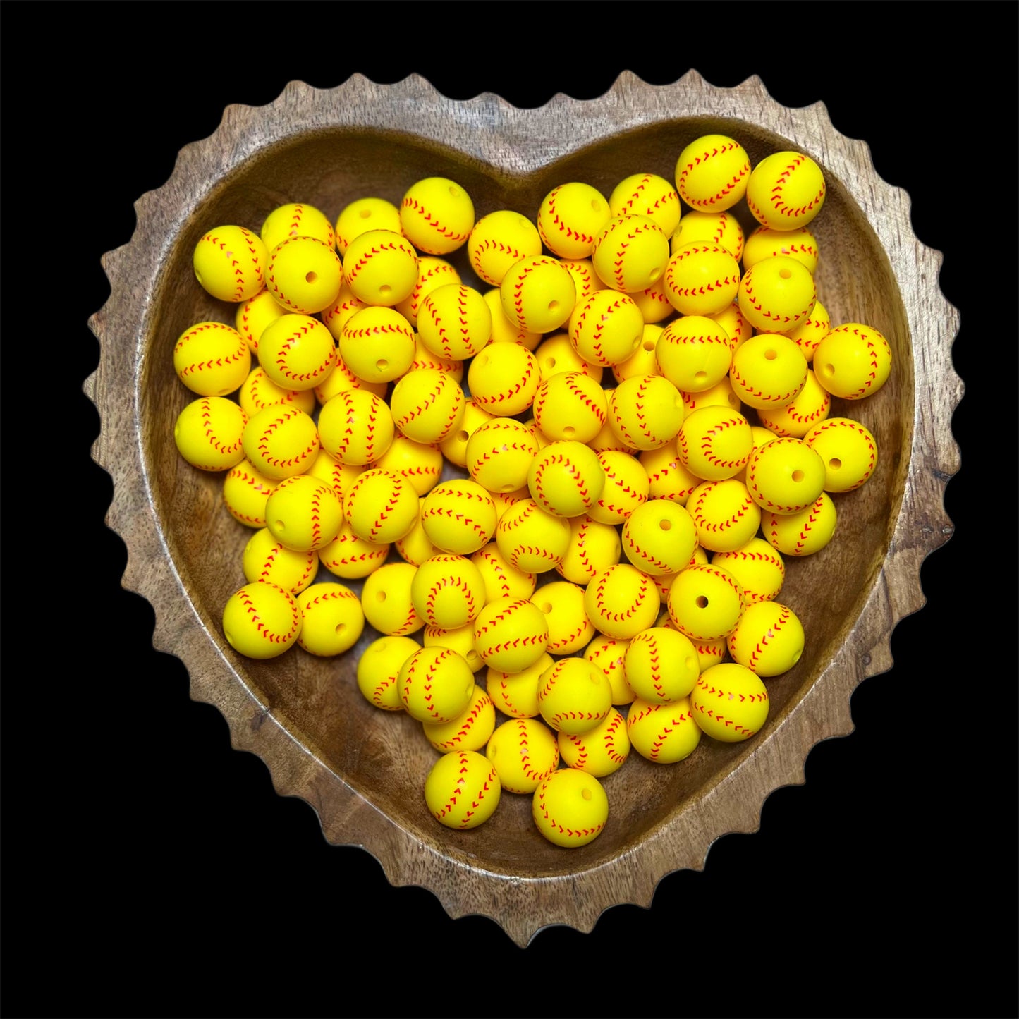 Softball Silicone 15mm Printed Bead