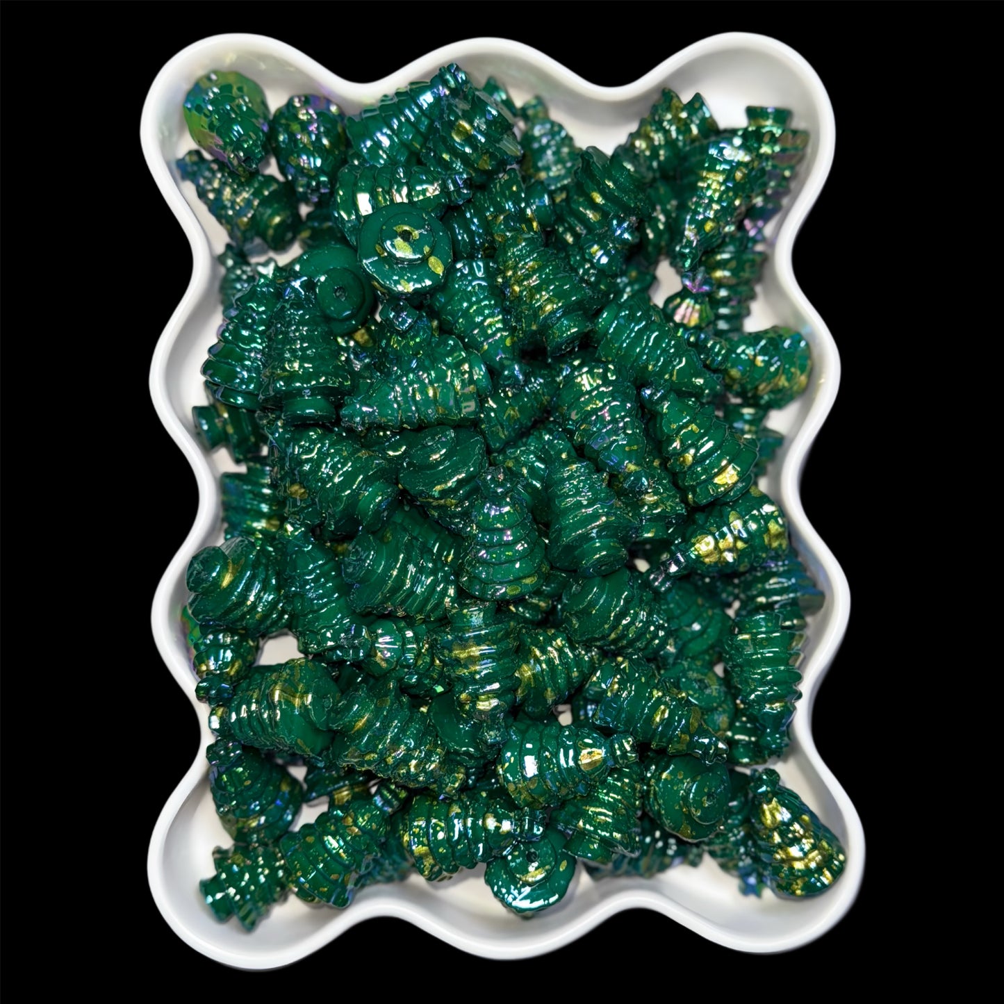 "Green" Gold Painted Christmas Tree 22mm Bead