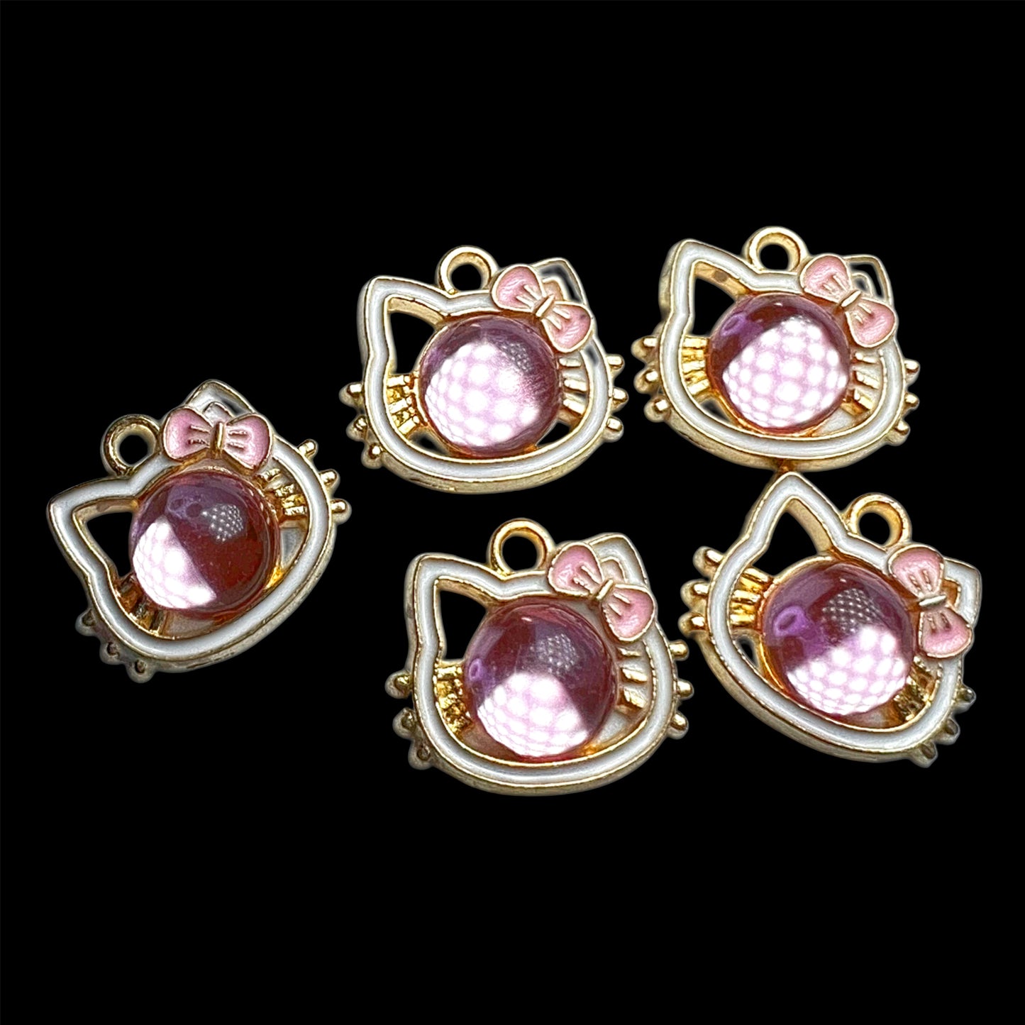 Gold HK Pink Bubble Head Charm