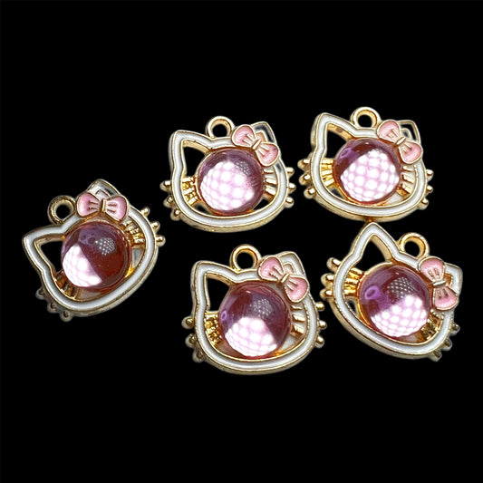 Gold HK Pink Bubble Head Charm