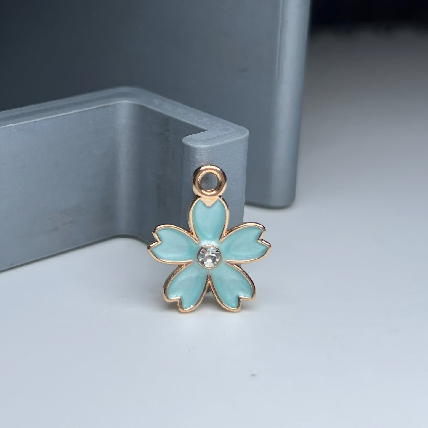 Gold Rhinestone Heart Petal Flower