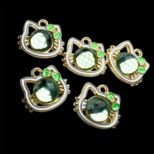 Gold HK Green Bubble Head Charm
