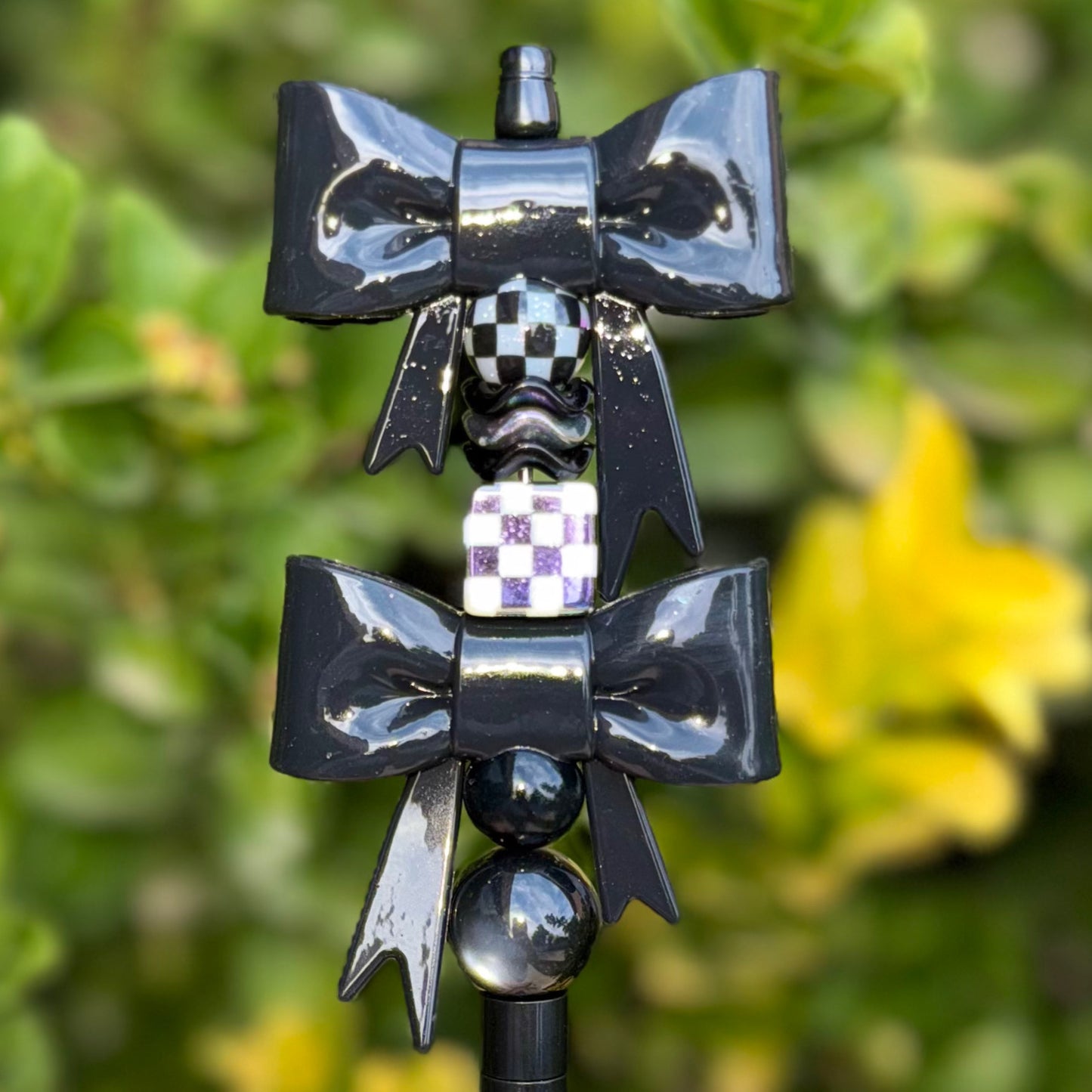 Shiny Milk-Black - 3D Bow Topper Bead
