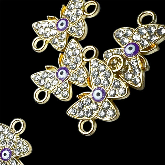 Gold Evil Eye Butterfly Rhinestone Charm