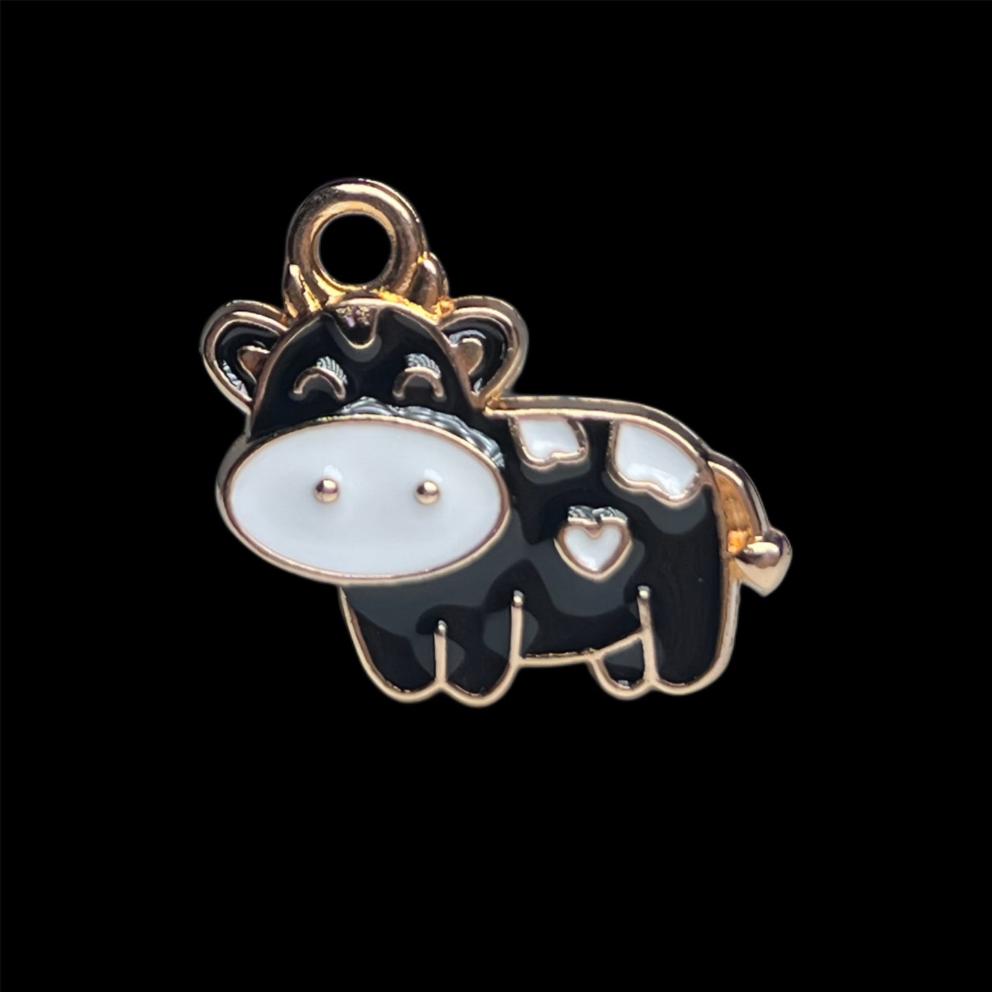 Gold Heart Cow Charm