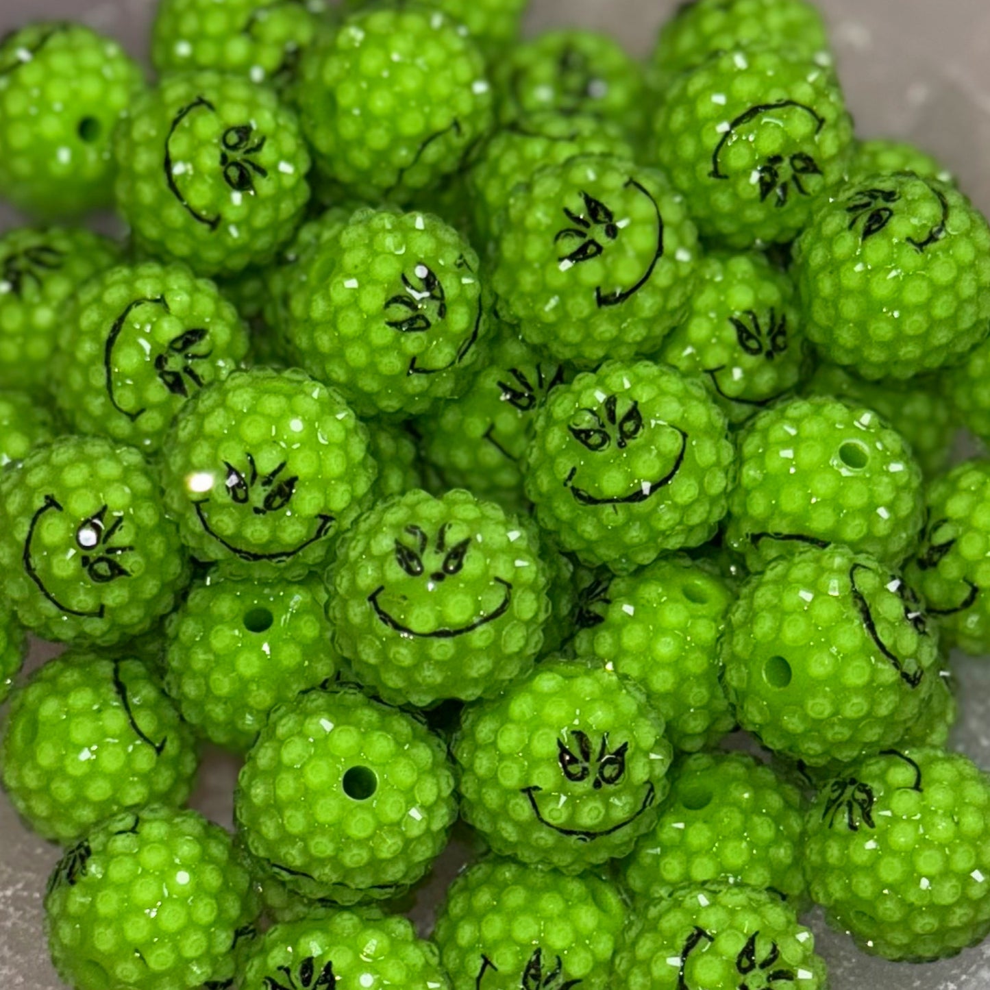 "Grinchy" Rhinestone Acrylic Bead (1 Count)