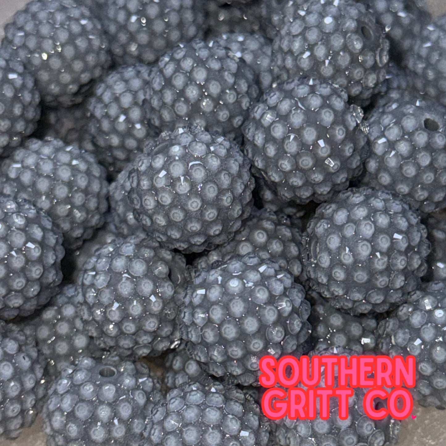 "Jelly Slate Grey" Rhinestone Acrylic Bead (1 Count)