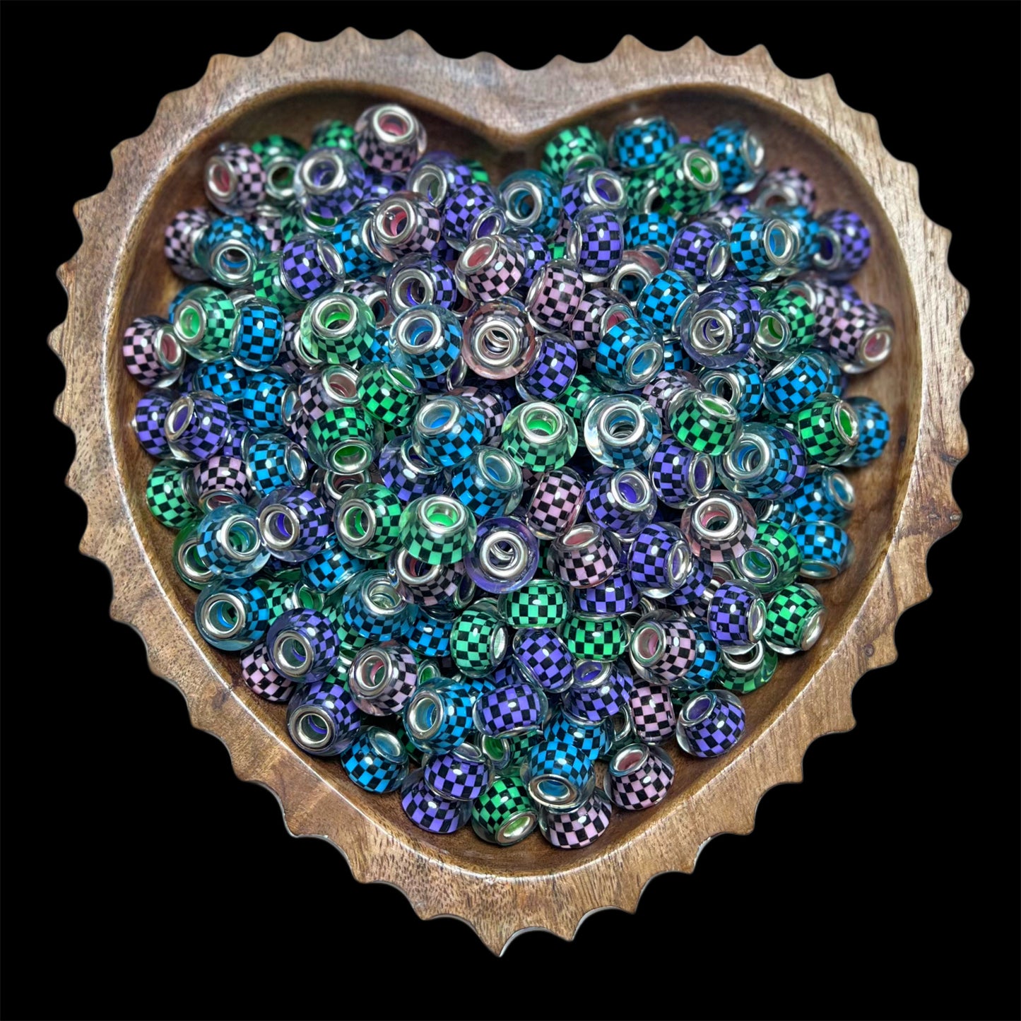 Deep Checkered Acrylic Spacer Mix