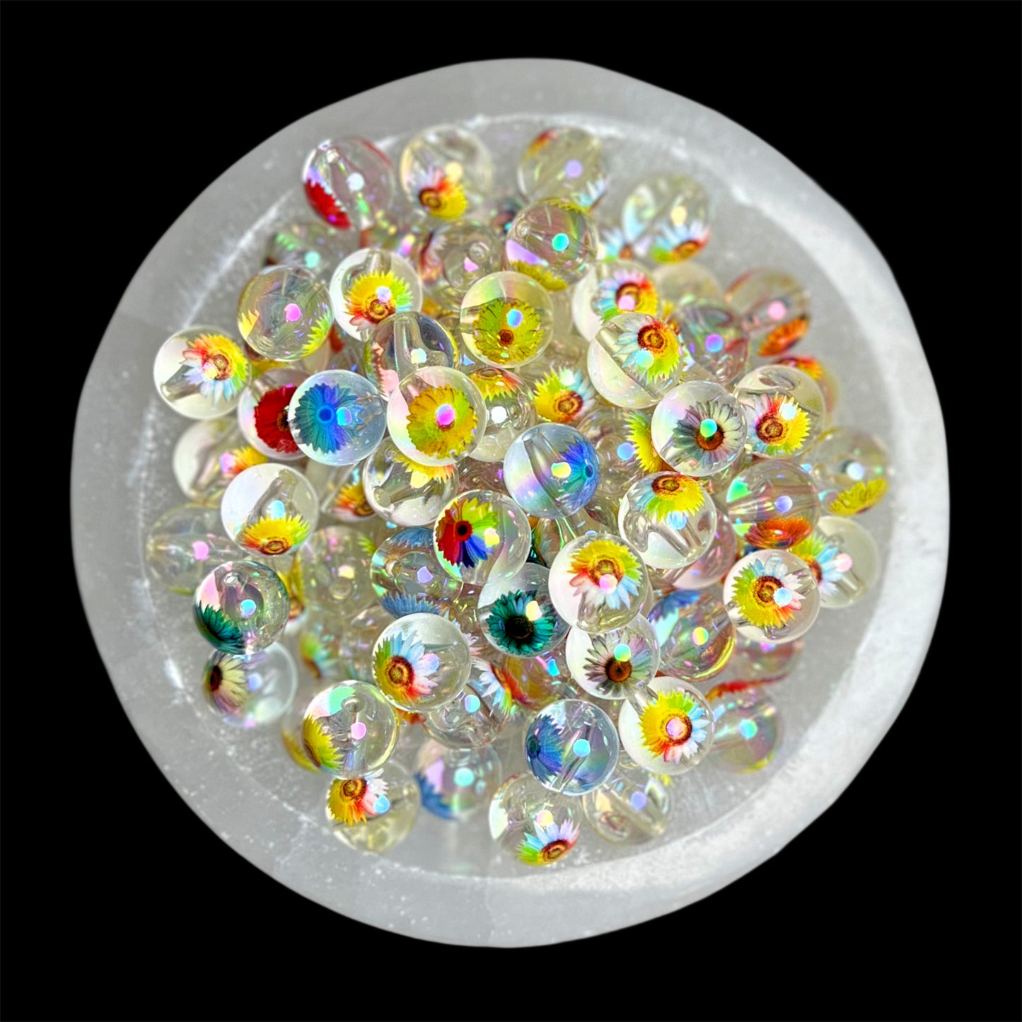 Sunflower Color Mix Acrylic Printed Bead