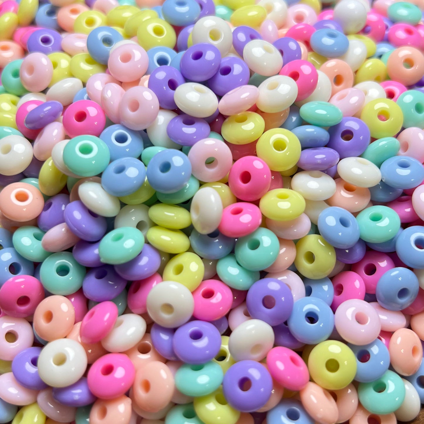 Pastel Acrylic 8mm Lentil Spacer Beads