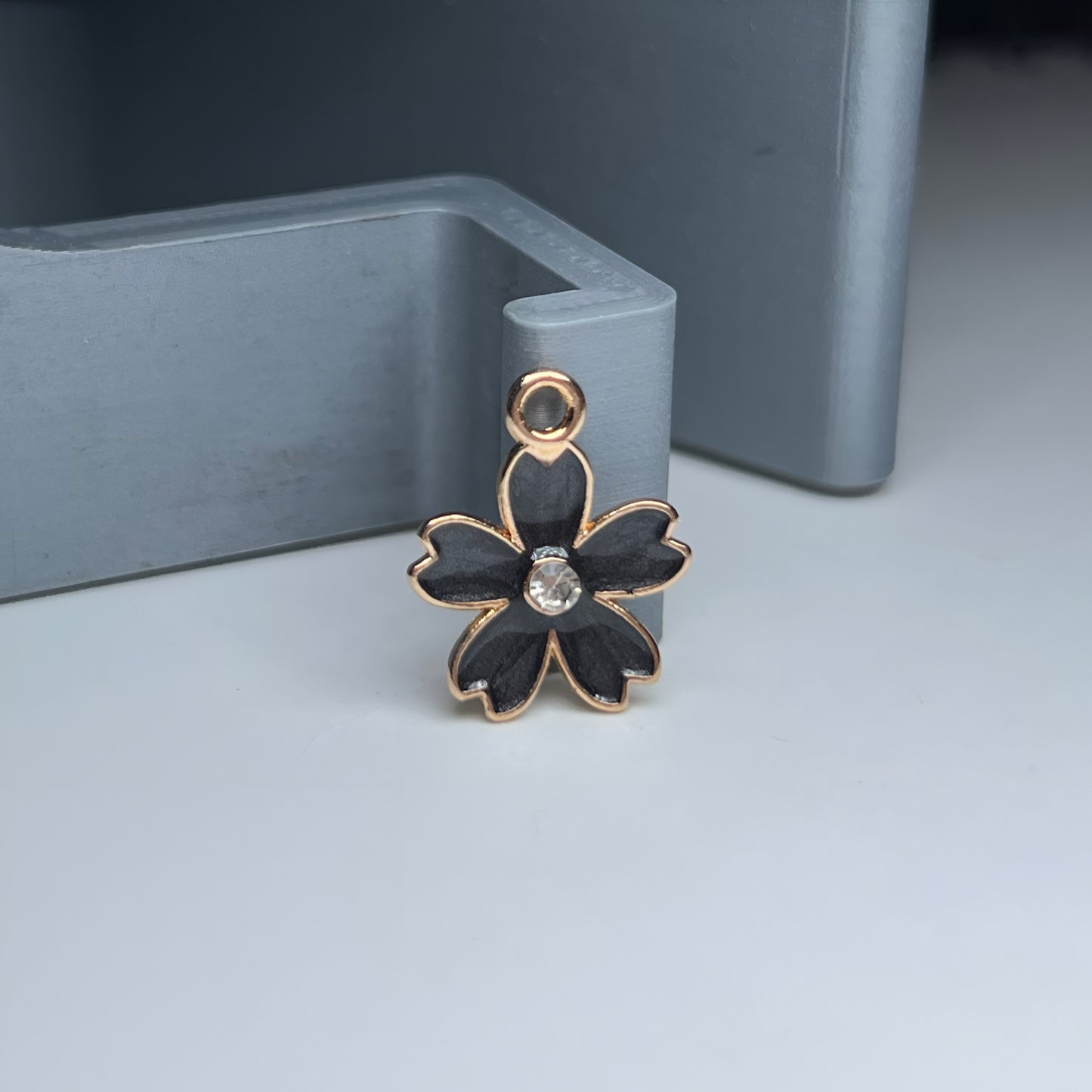 Gold Rhinestone Heart Petal Flower