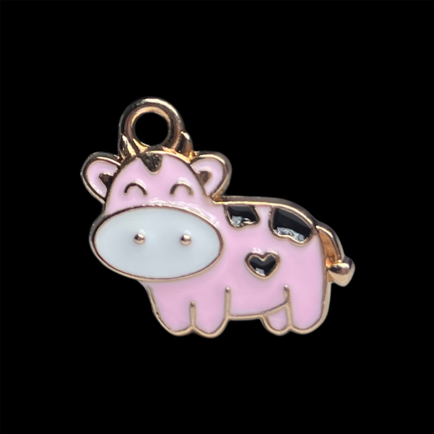 Gold Heart Cow Charm