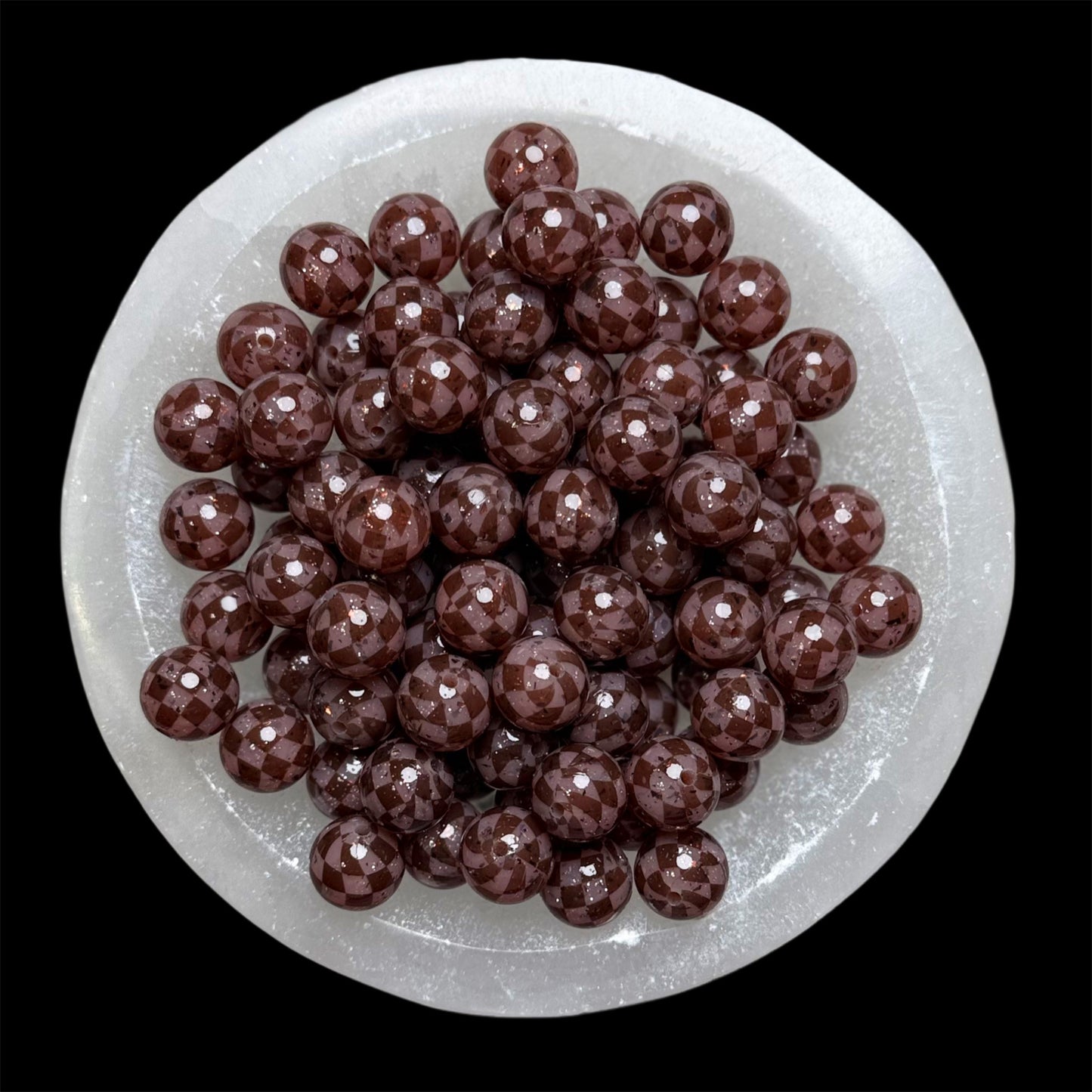 Brown Flake, Brown Checkered, Jelly Brown Silicone 15mm Printed Bead {SGC EXCLUSIVE}