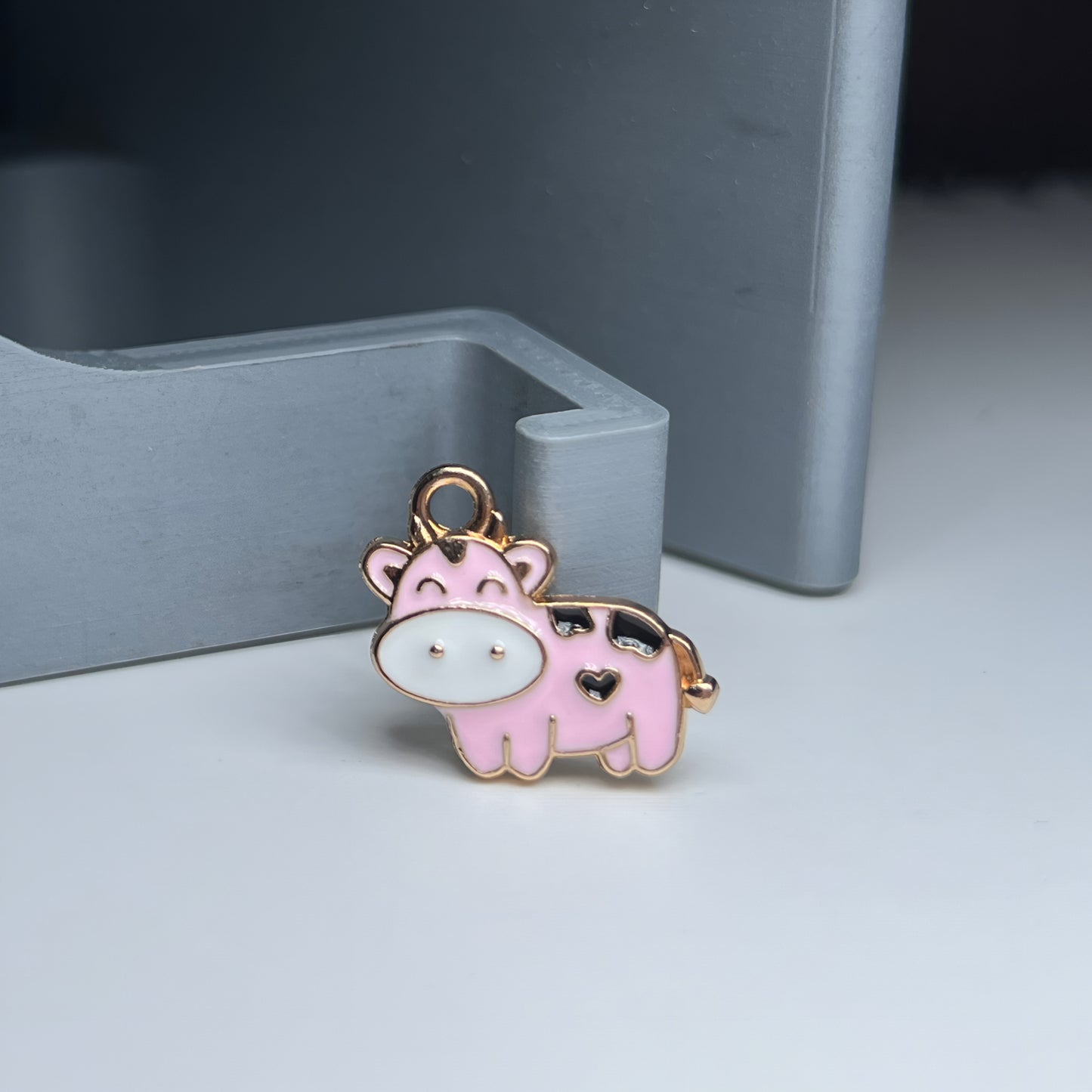 Gold Heart Cow Charm
